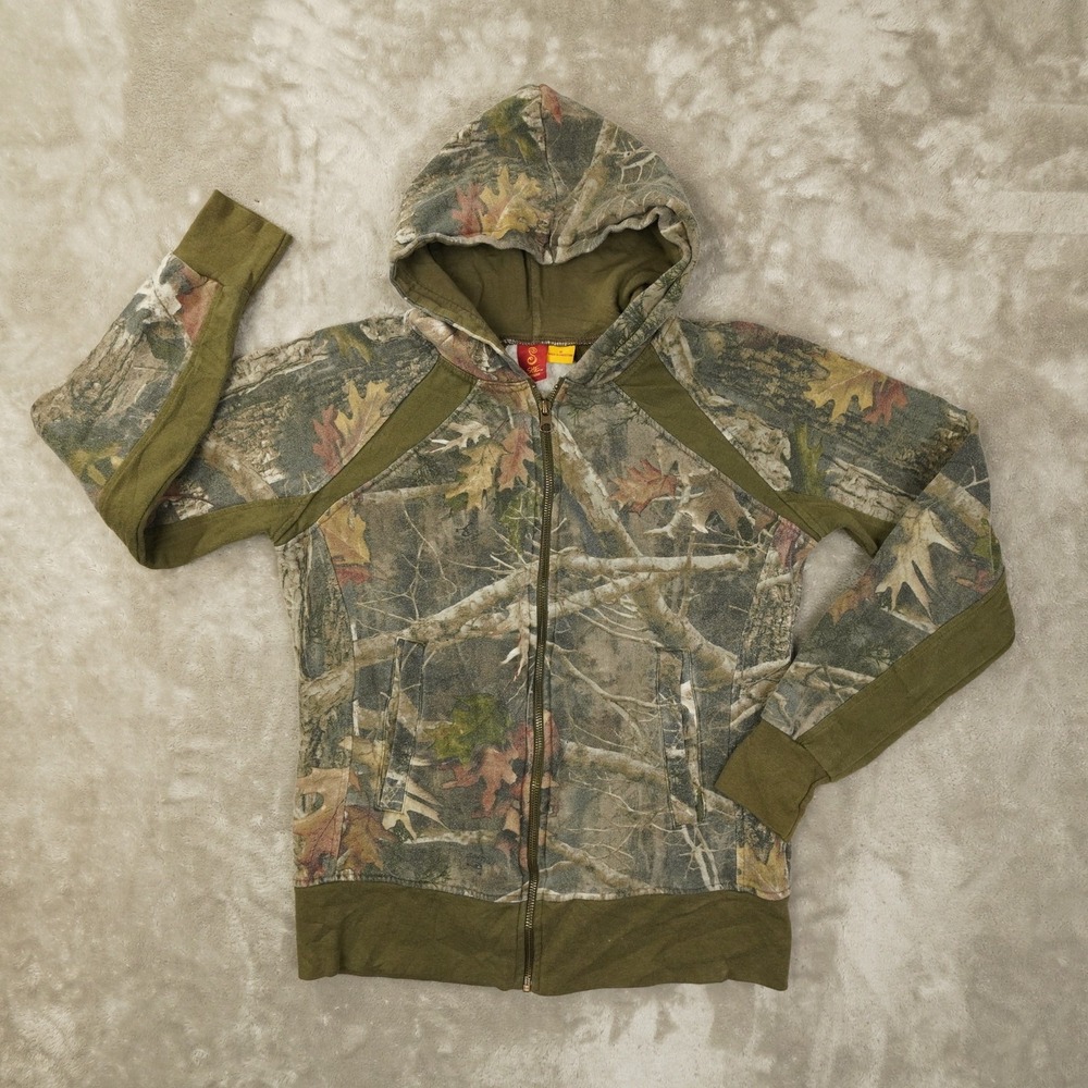 SHE‎ Outdoor Camouflage Hoodie Women's Small Realtree Logo Full Zip Hunting